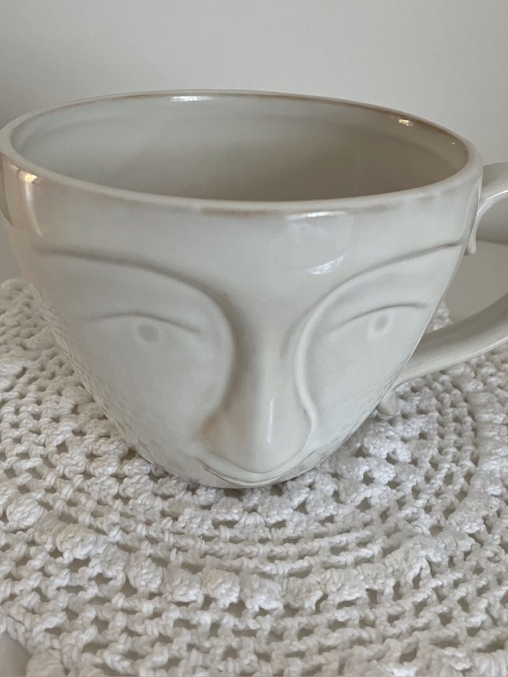 Abbott white ceramic face mug